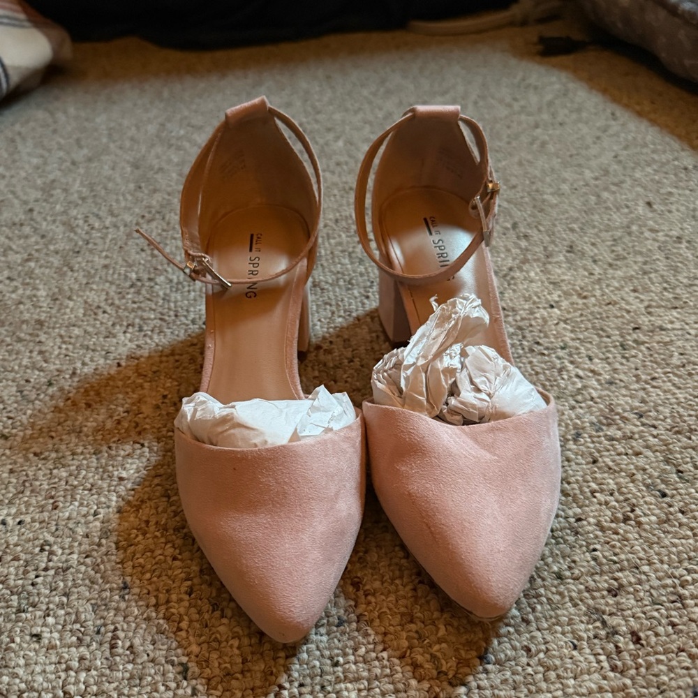 Call It Spring Pink Heels with Elegant Ankle Strap